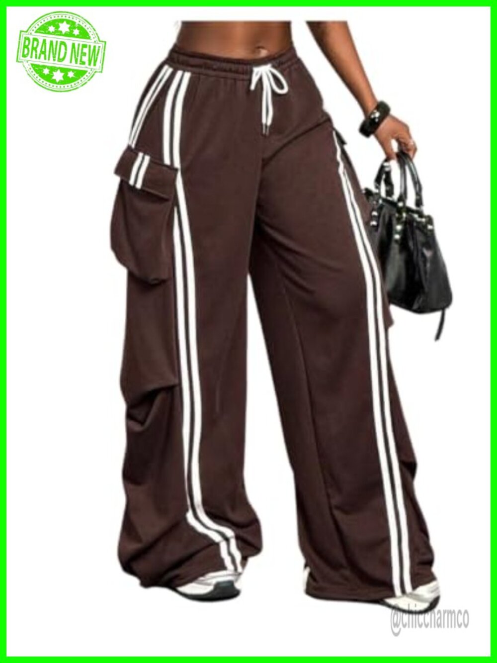 Women's Cargo Parachute Pants Drawstring Wide Leg Sweatpants